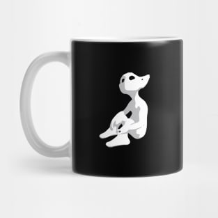 Curious Alien / Elf with pointy ears looks up (white and grey) - ORENOB logo Mug